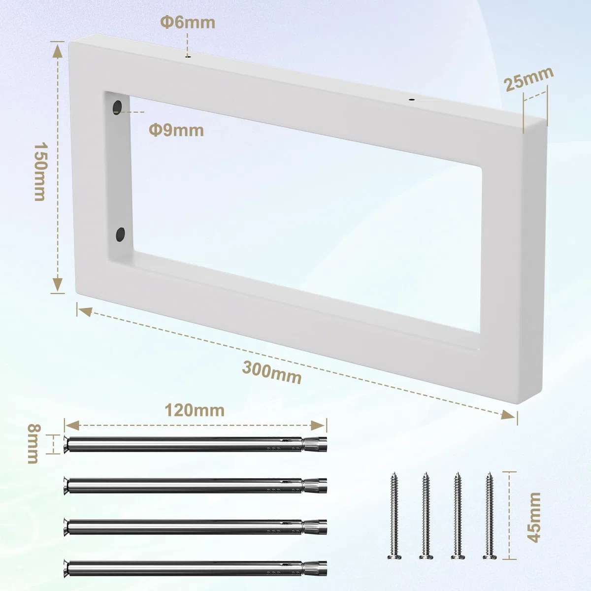 Supporto per lavabo, montaggio a parete, in metallo, per console per lavabo, versatile supporto da parete (bianco, 30 cm/2 pezzi)