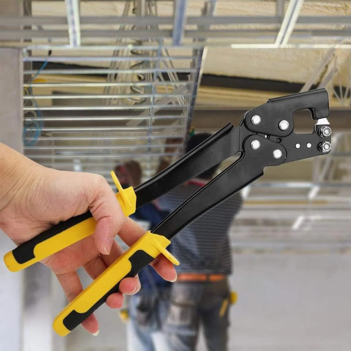 Crimpatrice per Perni in Acciaio, Utensile Manuale per Cartongesso Con Blocco Punzone in Metallo per Chiglia a Mano,Alta Resistenza E Sforzo, Pinza per Punzonatura Fissa per Chiglia in Acciaio Leggero