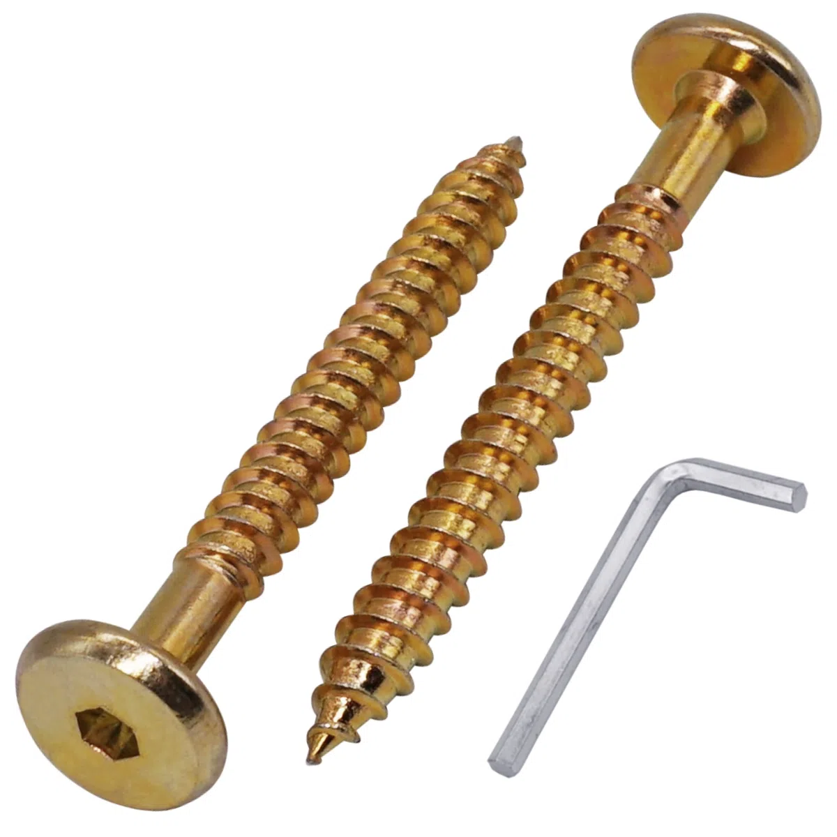 SKIR'CO (40 pezzi) Viti per connettori per legno zincate gialle 6,5 x 60 mm, viti per connettori per mobili, testa piatta