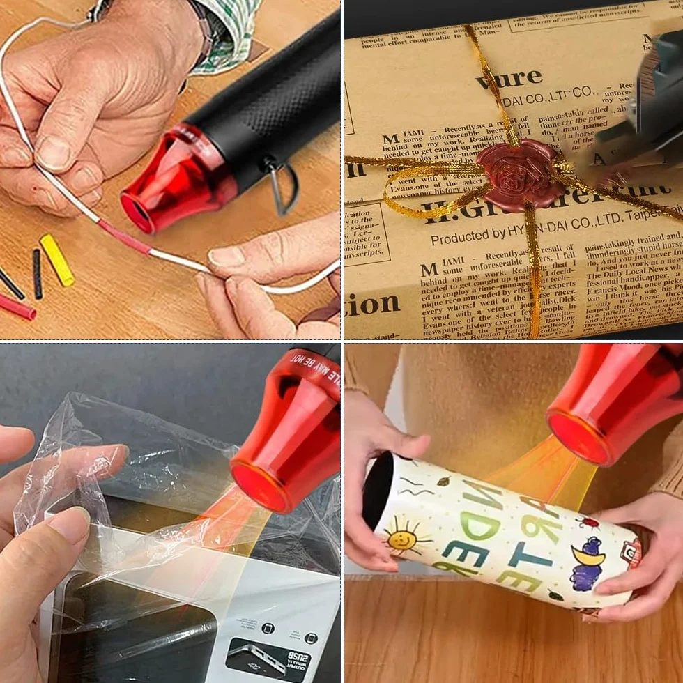mizikuu Mini Pistola Aria Calda, Pistola Termica con 328 Tubo Termoretraibile Riscaldamento Rapido per Fai da Te, Resina Acrilica, Artigianato, Termoretraibile