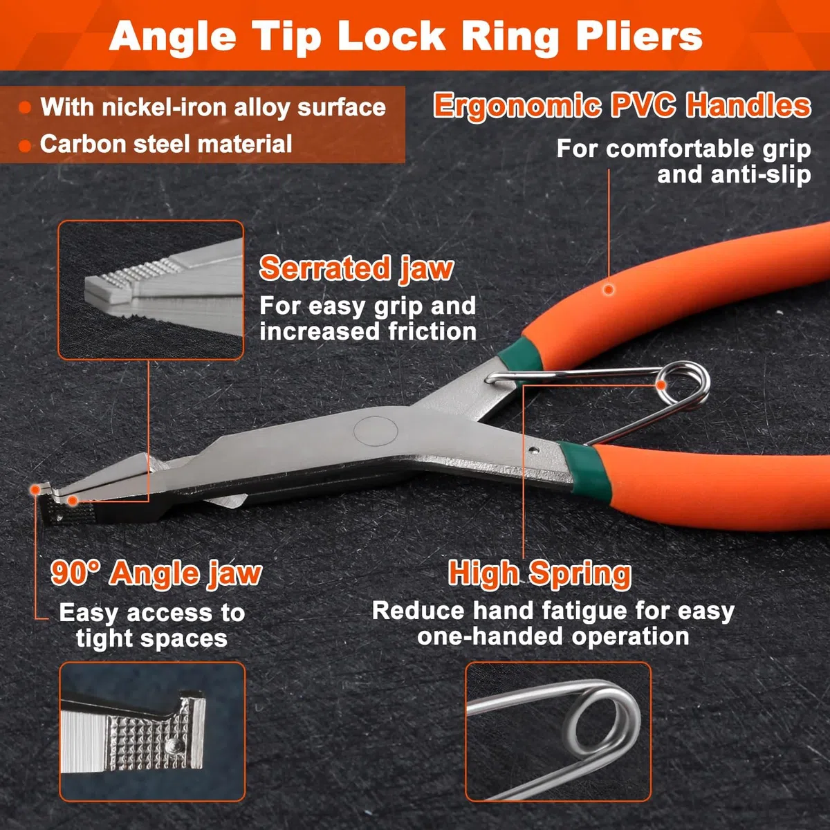 Speedwox Pinze speciali per anelli di bloccaggio elastici, punta angolata, 23 cm, con foro, utensile per rimozione di anelli, clip a C, per rimozione e installazione di anelli di bloccaggio del cambio
