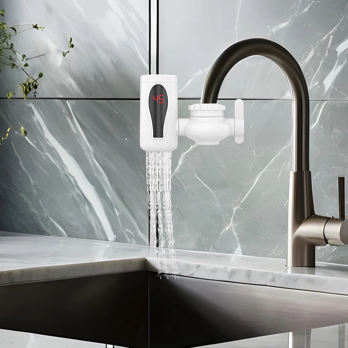 Rubinetto 'acqua calda istantanea – Rubinetto riscaldante istantaneo, 2 modalità Orientalbe Display digitale a LED per ufficio, cucina, esterno, bagno, piccoli spazi campeggio