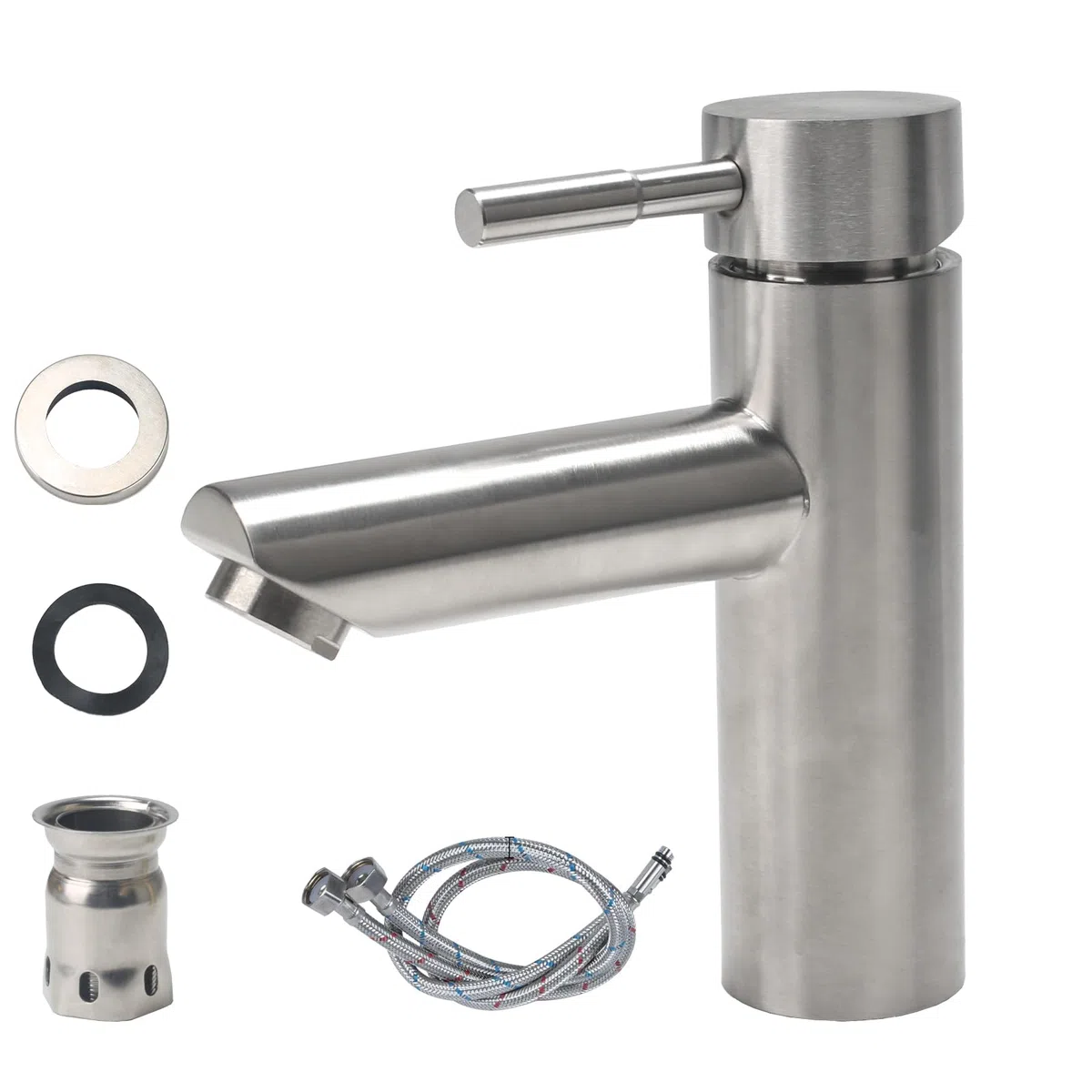 Rubinetto Bagno Lavabo Acciaio Inossidabile 304, Miscelatore Cucina con Tubo Flessibile, Rubinetto Vasca da Bagno, Miscelatore Bagn per Lavandino, WC per Gli Ospiti (Argento)