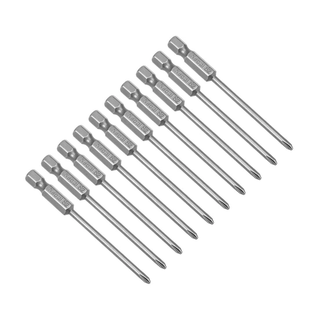uxcell - Punte per cacciavite magnetiche S2, codolo esagonale, lunghezza 50 mm, Phillips 2.5PH0, a18122500ux0067, 10pcs H1/4*75*3PH1