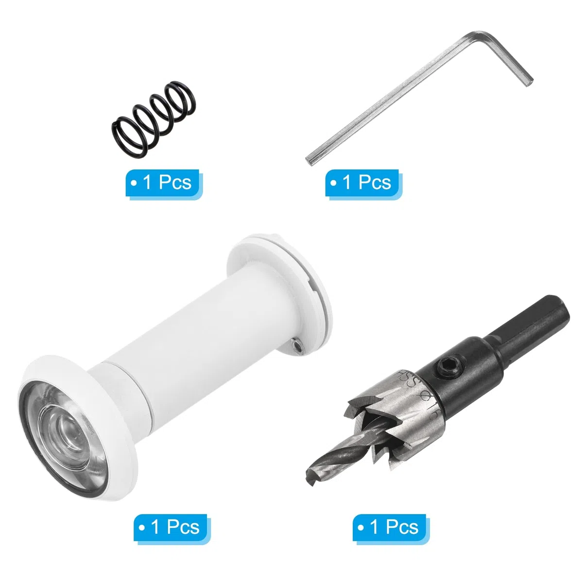 PATIKIL Spioncino da 5/8", in lega di zinco, con copertura per la privacy, 180 gradi, adatto per porte da 1-3/4" a 2-15/16" con punta da trapano da 16 mm per sicurezza, bianco