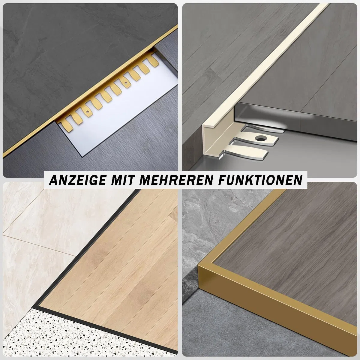 Set Di 2 Profili Terminali Per Scale Pieghevoli Da 135cm - Profilo Di Transizione C In Alluminio Anodizzato Per Sicurezza, Antiscivolo, Resistenza E Stile Per Interni Ed Esterni(Weiß,Hoch: 5.5