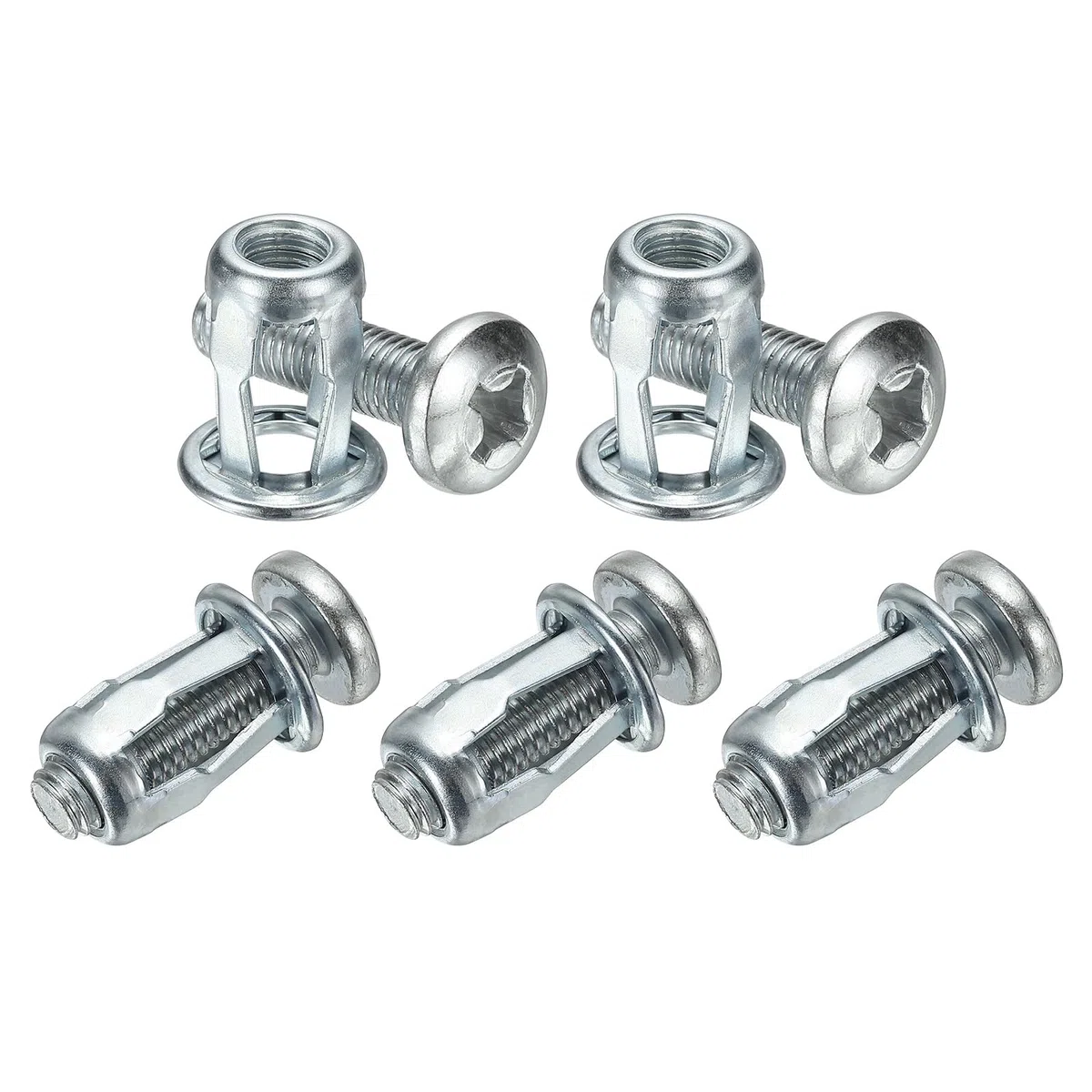 M METERXITY Set di 5 dadi di ancoraggio per porte cavi M8 x 21, dadi a petalo a espansione per pareti cave/rivestimenti in alluminio/tubi in acciaio/lamiere di ferro/pannelli di plastica [tono argento