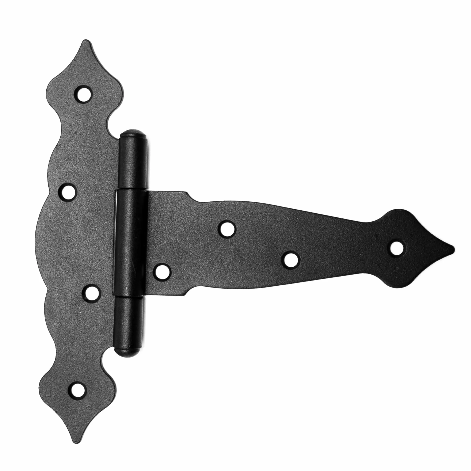 DOJA Barcelona | Set Cerniere Ferro Battuto e Chiusura | Cerniera a T 150x45x185x2,5mm | Serratura 48x38x58mm | Acciaio Zincato Nero | Set Cerniera Ferro Battuto Porte Legno per Interni ed Esterni