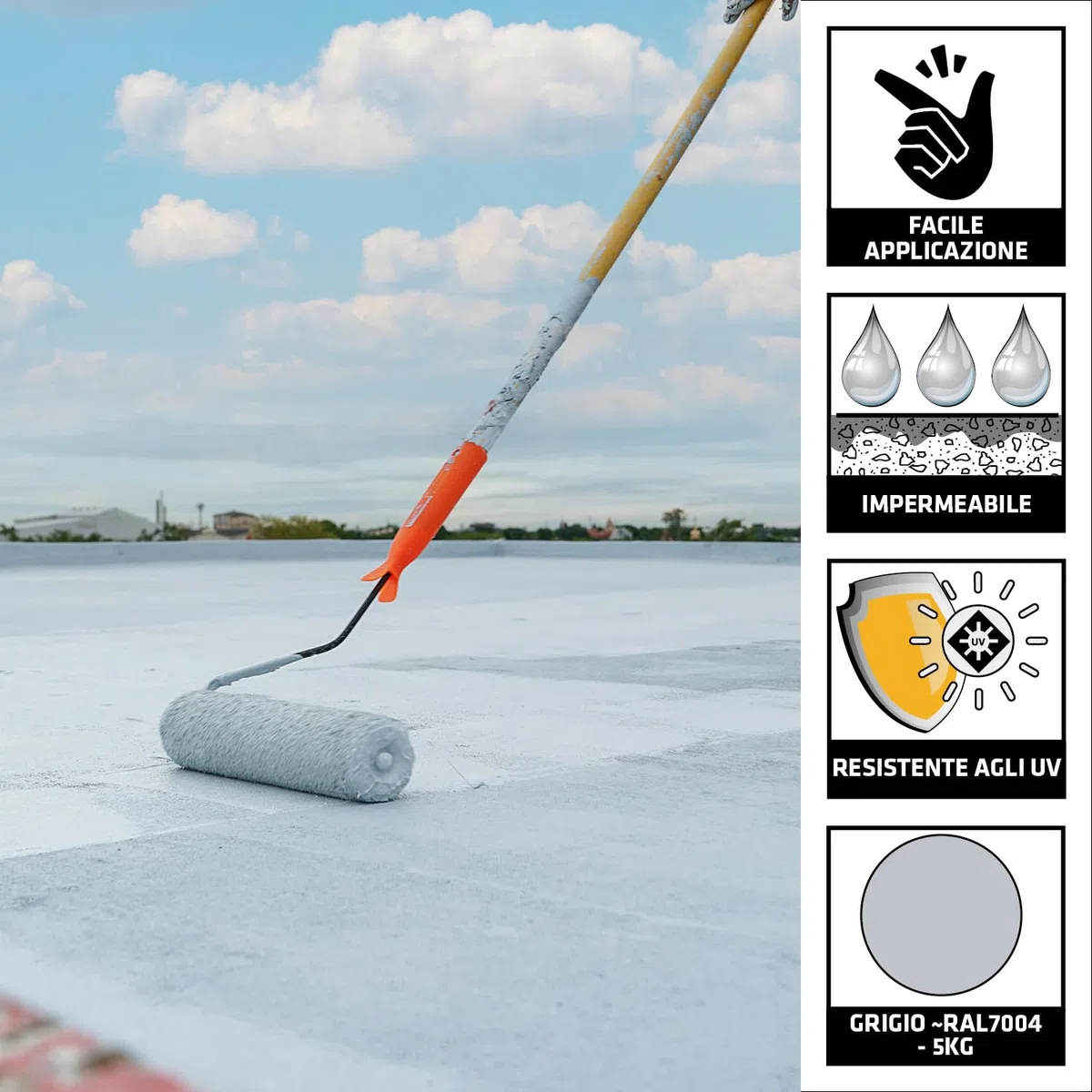 SIKA - Membrana fibrorinforzata per terrazzi - Sikalastic-520 Fiber IT, Grigio - Calpestabile e ultra resistente ai raggi UV - Protezione duratura per la tua casa - 5kg