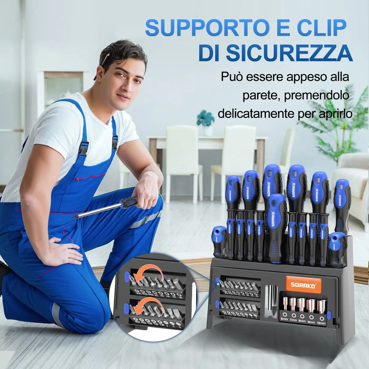 SORAKO Set Cacciaviti, Set di 40 Cacciaviti Magnetici con Cacciaviti a Testa Piatta e Phillips, Resistente Strumento di Cacciavite Manuale con Supporto di Archiviazione
