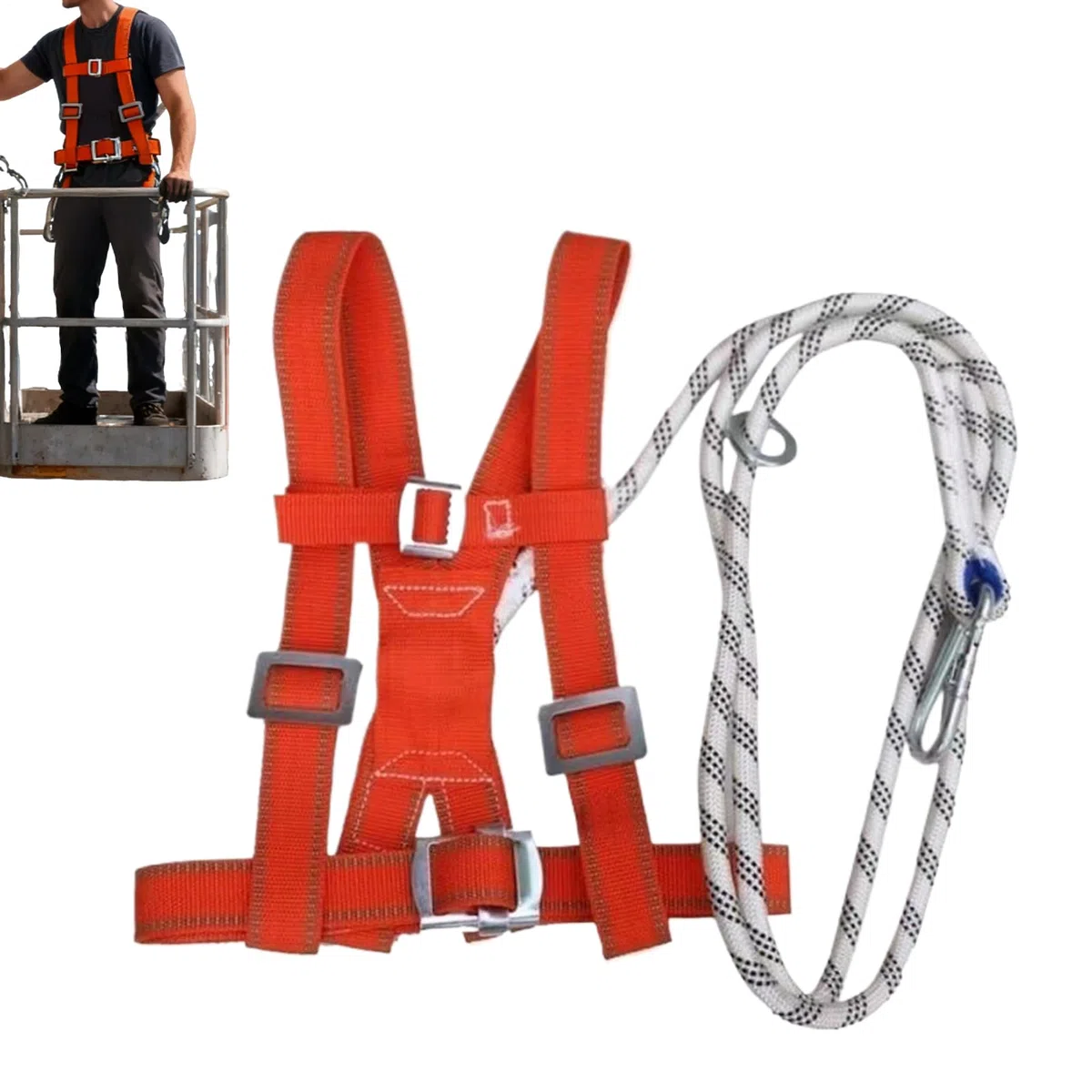 Imbracatura di sicurezza - Attrezzatura anticaduta a doppia da 3 metri | Cintura di sicurezza regolabile, leggera e resistente per uomini e professionisti | Per la pulizia delle finestre, il m