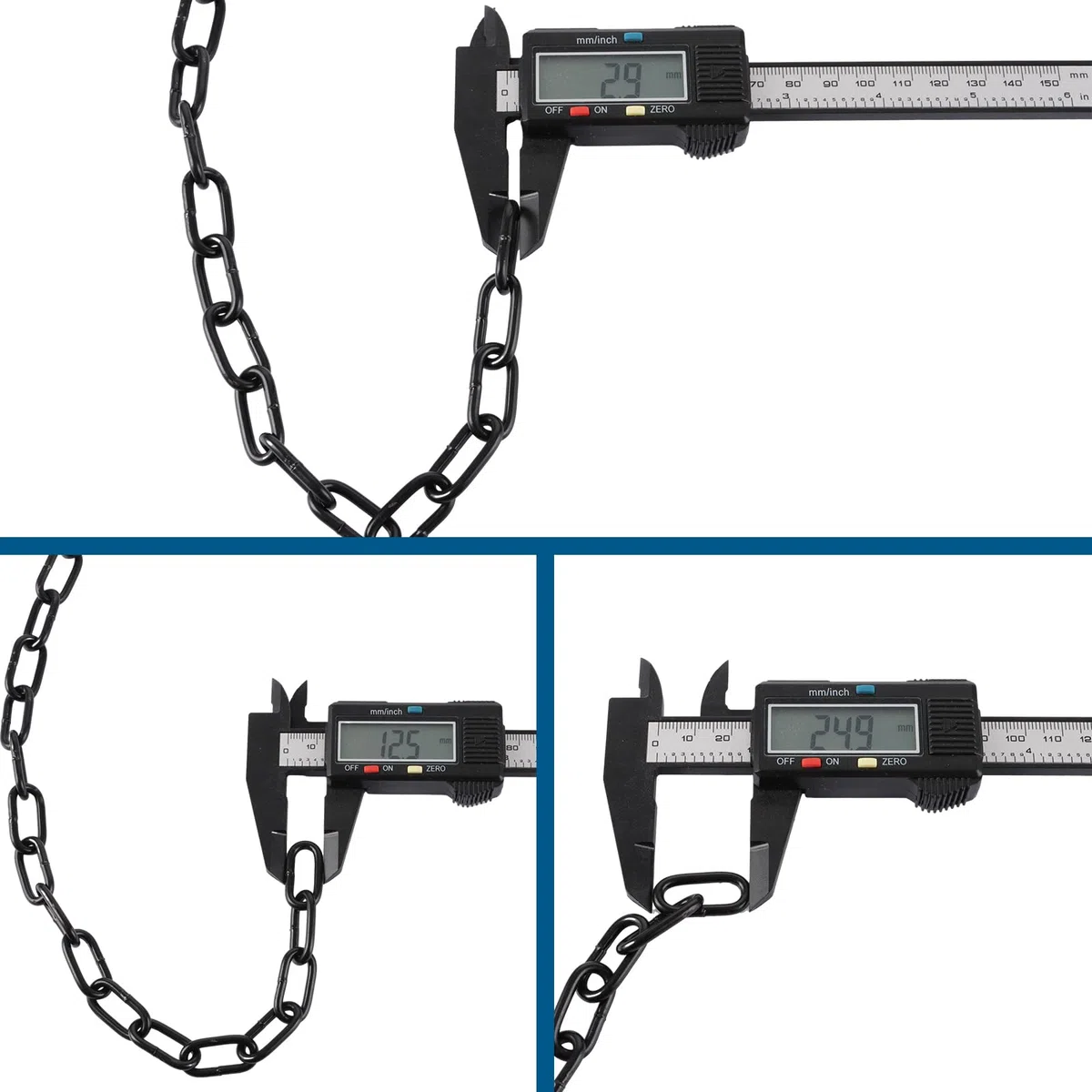 Catena in acciaio al carbonio da 10 m, 3 mm di spessore, catena in acciaio nero, catena per cani, catena lampada, catena di intercettazione