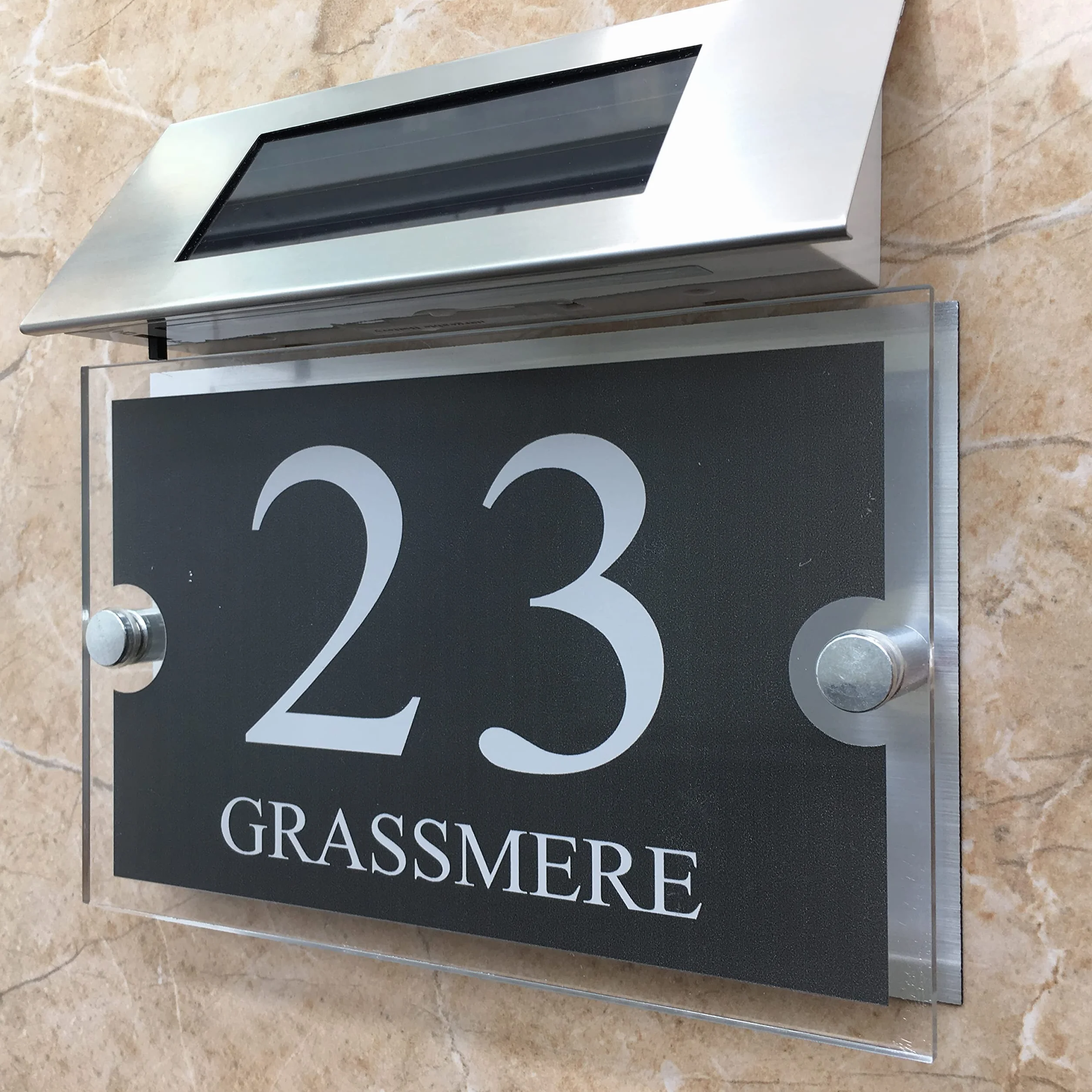 Moderno Numero civico illuminato a LED a energia solare 1-9999 personalizzabile