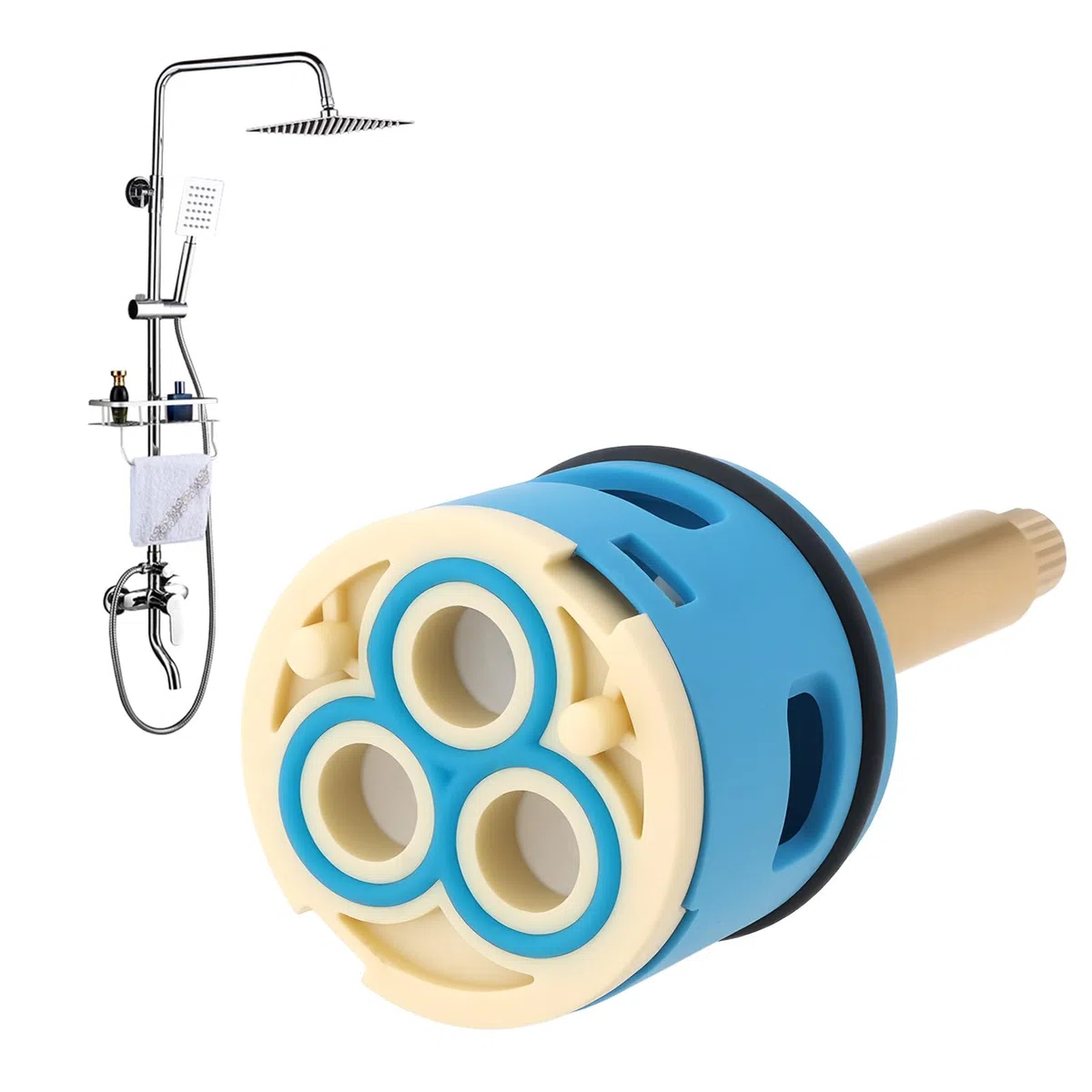 SG Store Cartuccia a disco in ceramica da 85,7 mm, miscelatore termostatico per doccia a 2 vie a 3 fori, adatto per deviatore a due vie, valvola doccia