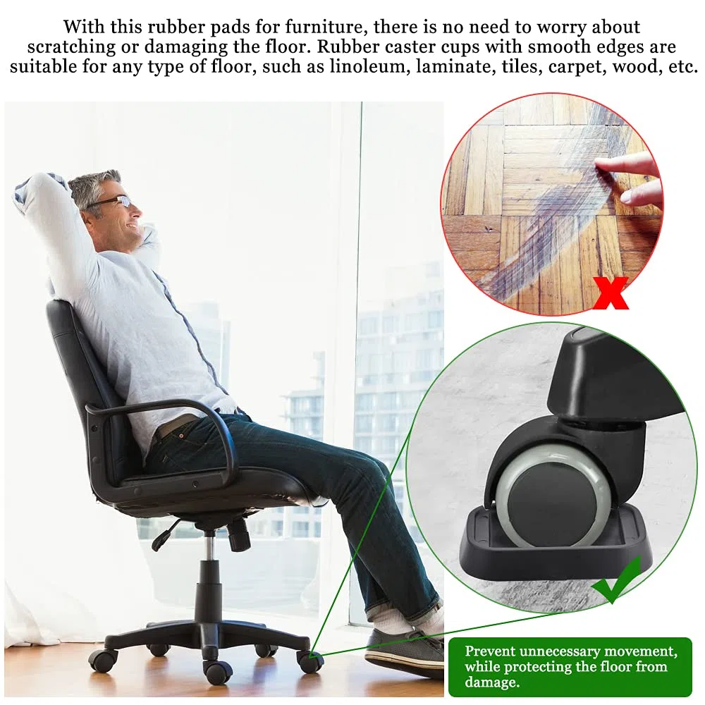 5Pz Coppe Bloccaruote in Gomma per Mobili Coppette per Rotelle Nero Tazze per Ruote in Gomma per Mobili Piano Caster Cups Protezioni per Pavimento Antiscivolo per Mobil i Divani Letto e Sedie