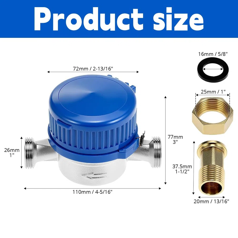 Contatore Acqua Da Giardino 1/2 Pollici,Contatore Acqua Fredda con Coperchio Protettivo E Collegamento In Ottone,Contatore Dell'acqua Fredda Calibrato Per Uso Domestico,ContatoreAcqua Esterno