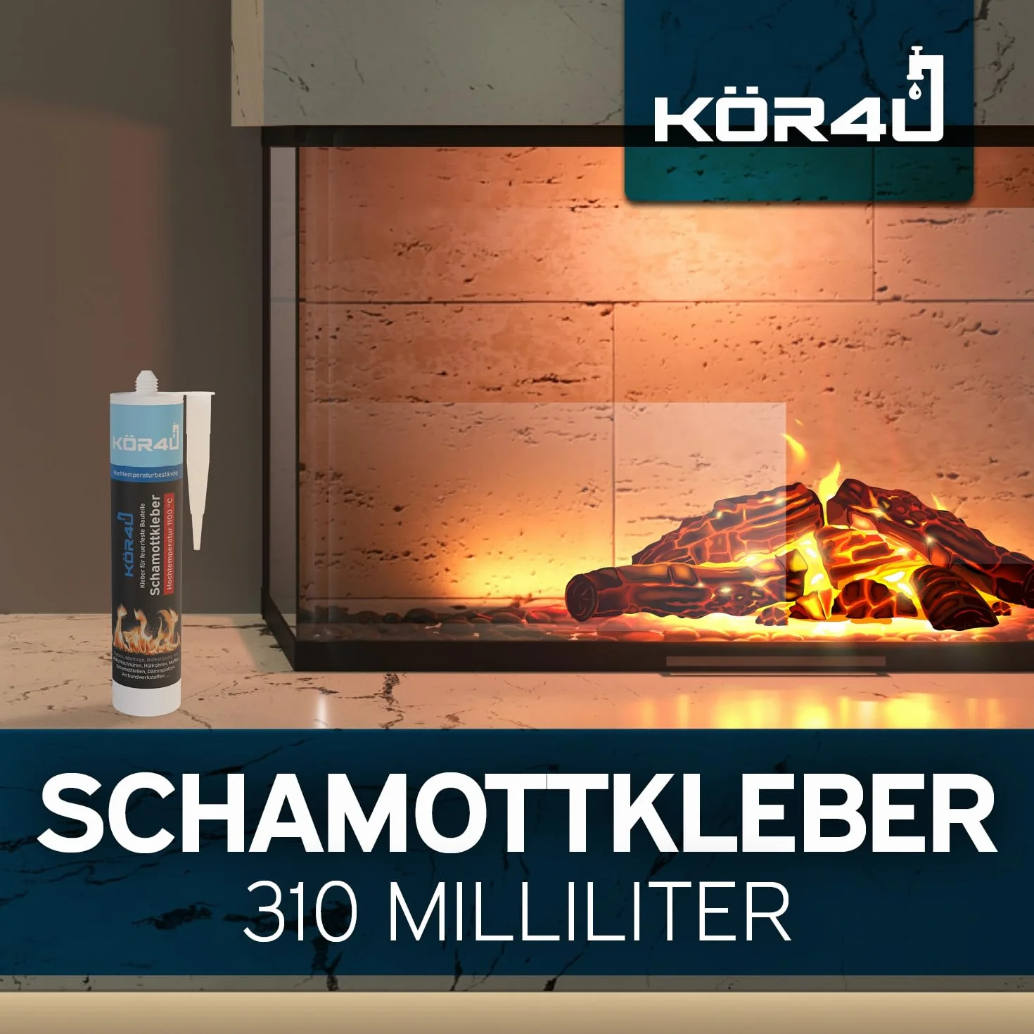 Kör4u Colla Refrattaria 310 ml - Beige per Componenti Refrattari, Perfetta per Riparare Mattoni Danneggiati