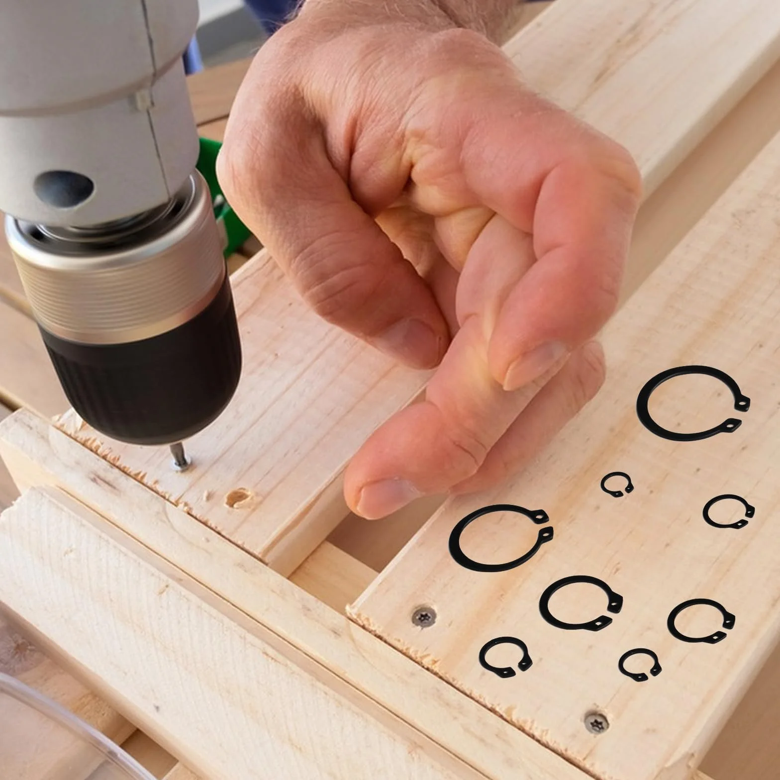 535 Pz Anelli di Sicurezza Esterni a Scatto, Anelli di Arresto Radiale, Anelli Elastici E-Clips, E-clip Anello Elastici C-Clips, Anelli d Sicurezza, Anello di Fissaggio a Clip, 19 Dimensioni/Nero