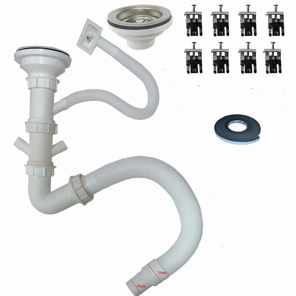 Lavello da cucina, 100 x 50 cm, in acciaio inox 304, spessore del materiale: 0,8 mm, vasca XXL 50 x 40 cm, lavello da incasso, rettangolare, 1 vasca, sgocciolatoio, (sgocciolatoio a sinistra