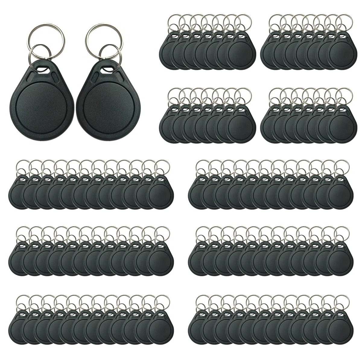 MIFARE Portachiavi classici 1K, ISO14443A 13,56 MHZ RFID IC, tag RFID M1, chiave per il controllo degli accessi (nero, 100 pezzi)
