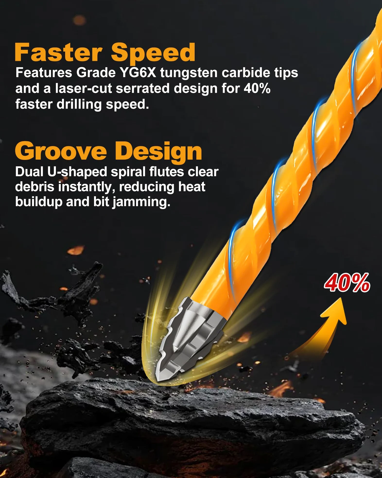 Set Punte Trapano Multifunzione in Carburo di Tungsteno (10 Pezzi), Punte Seghettate Professionali con Attacco Rapido Esagonale 1/4" da 5-12mm per Piastrelle, Gres Porcellanato, Muro, Cemento