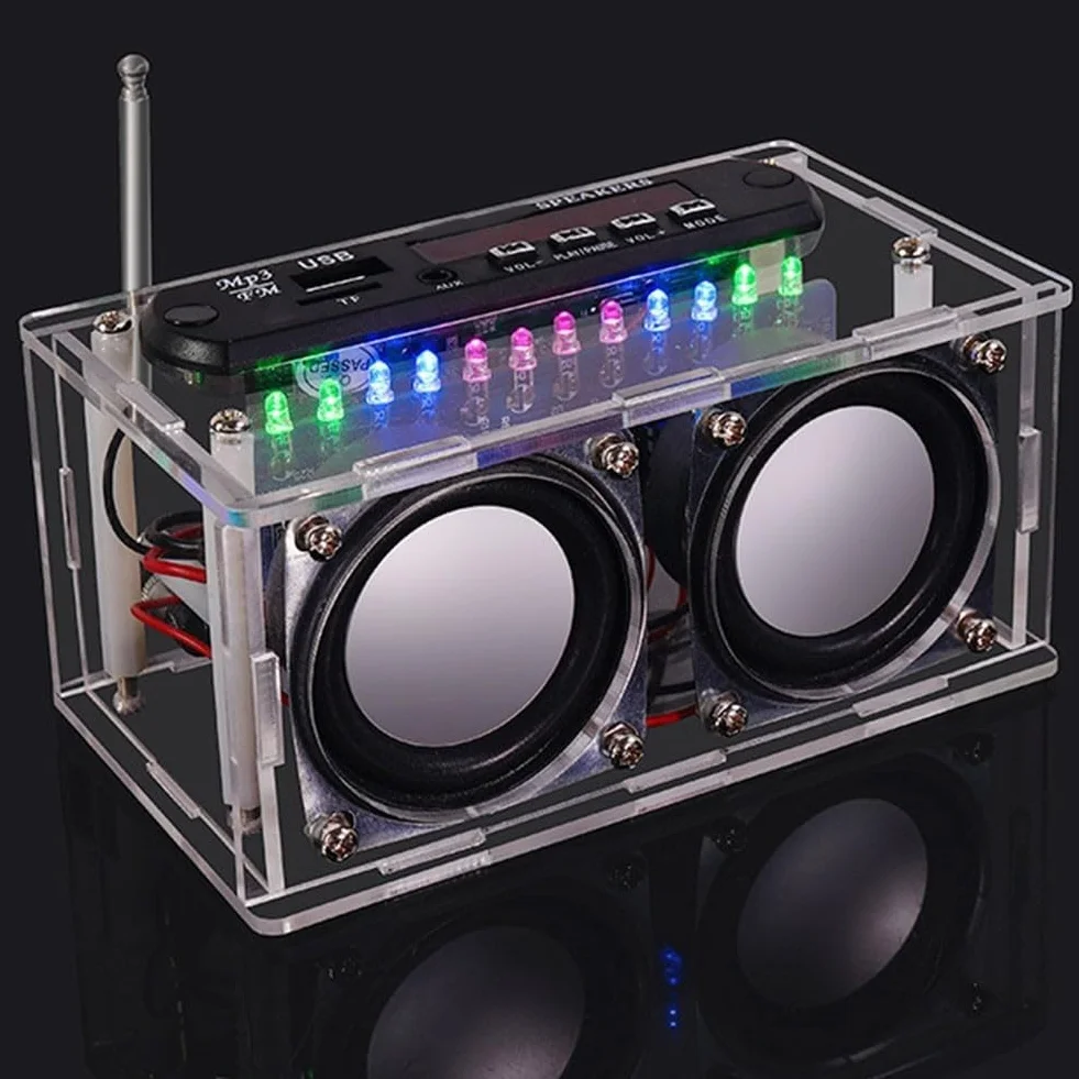 Kit radio FM, kit fai da te con altoparlante elettronico FM, kit di saldatura con indicatore LED, telecomando, per principianti, adulti, bambini