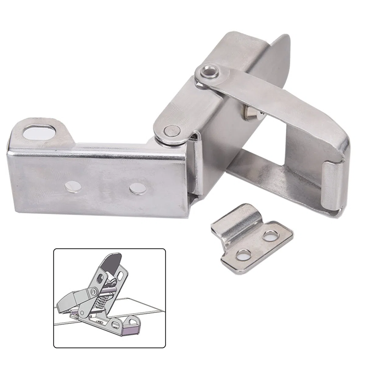 BuyWeek Chiusura a Leva, Chiusura a Scatto in Acciaio Inossidabile Chiusura a Molla per Cassette Degli Attrezzi Cassetti Armadi (A108B-3)