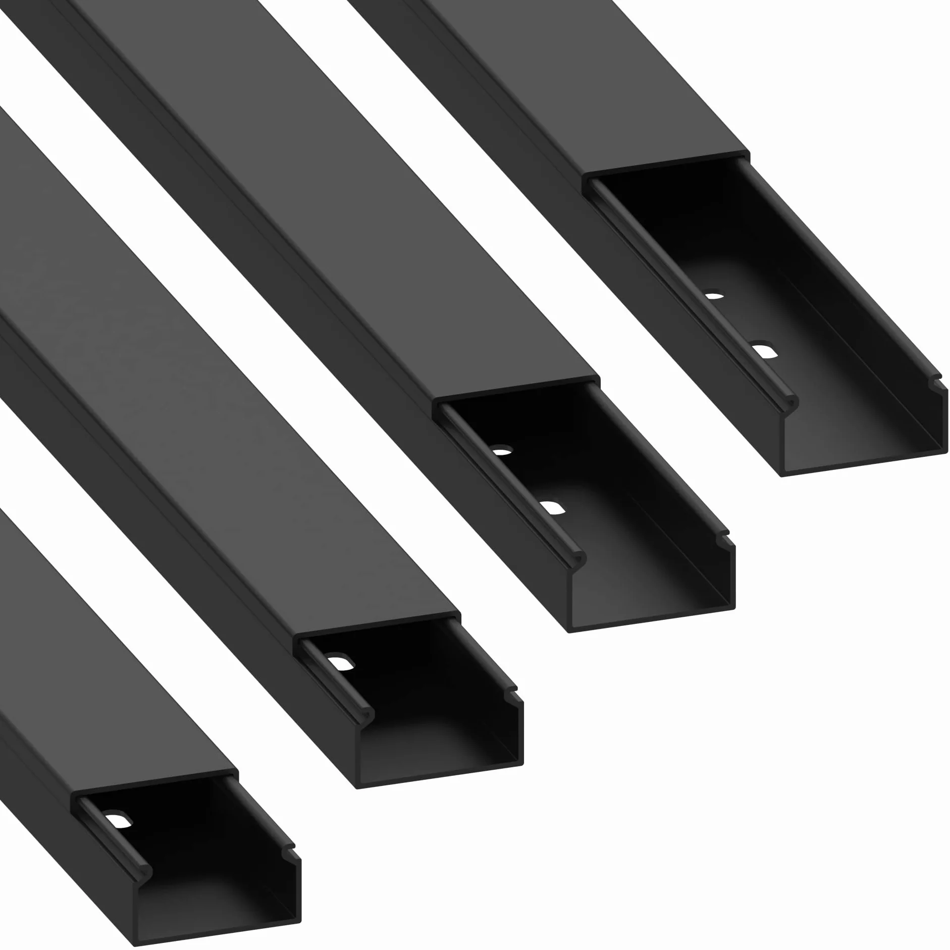 Habengut | canalina per cavi (con fori di montaggio nel pavimento) 15x30 mm, in PVC, lunghezza 4 m (4 x 1 m), nero