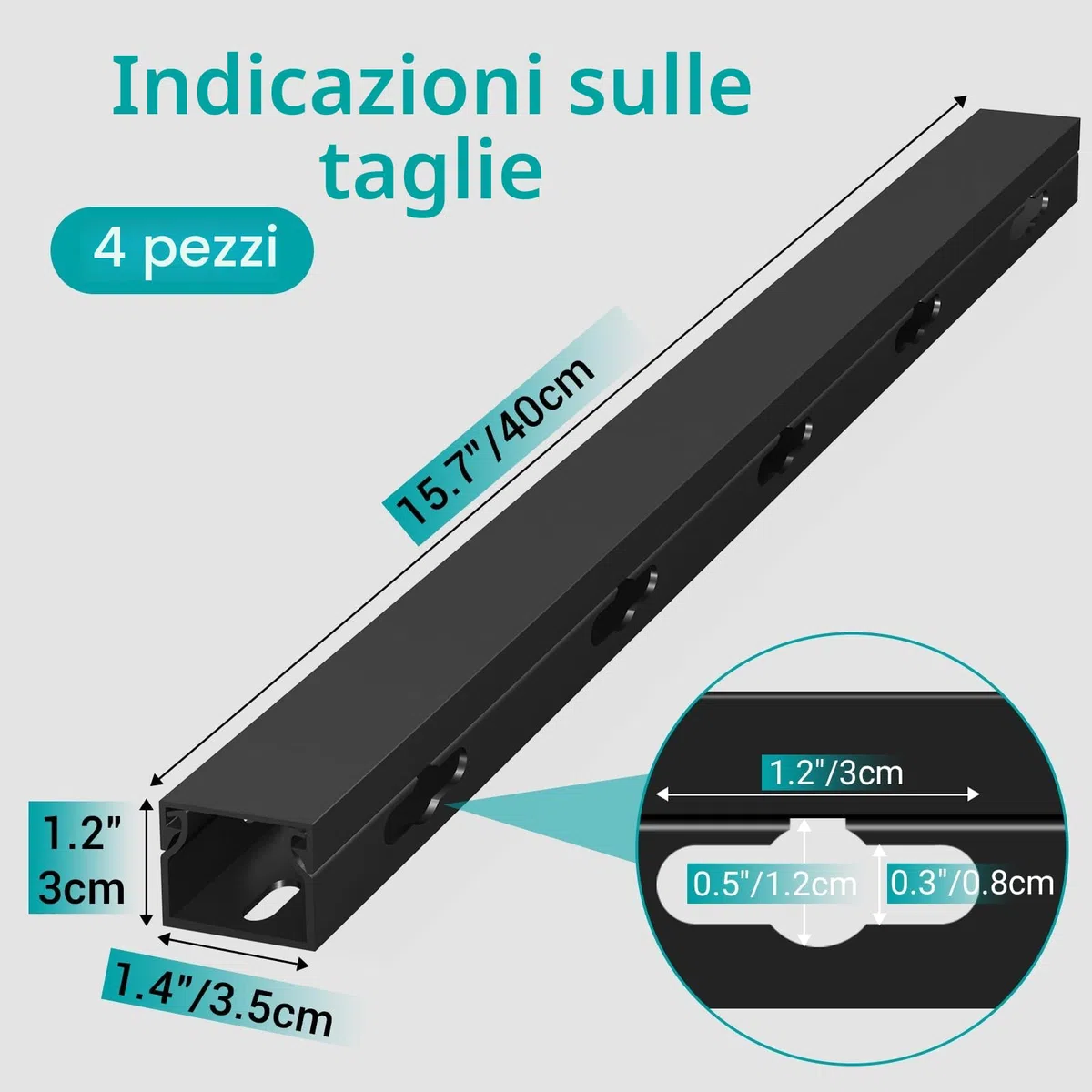 Gestione dei cavi sotto la pista da scrivania, Canalina Passacavi Adesiva Magnetic Nera, 3 Metodi di Montaggio per Nascondere Computer, Scrivania da Gioco, Rete, TV, Cavo di Alimentazione (4PCS)