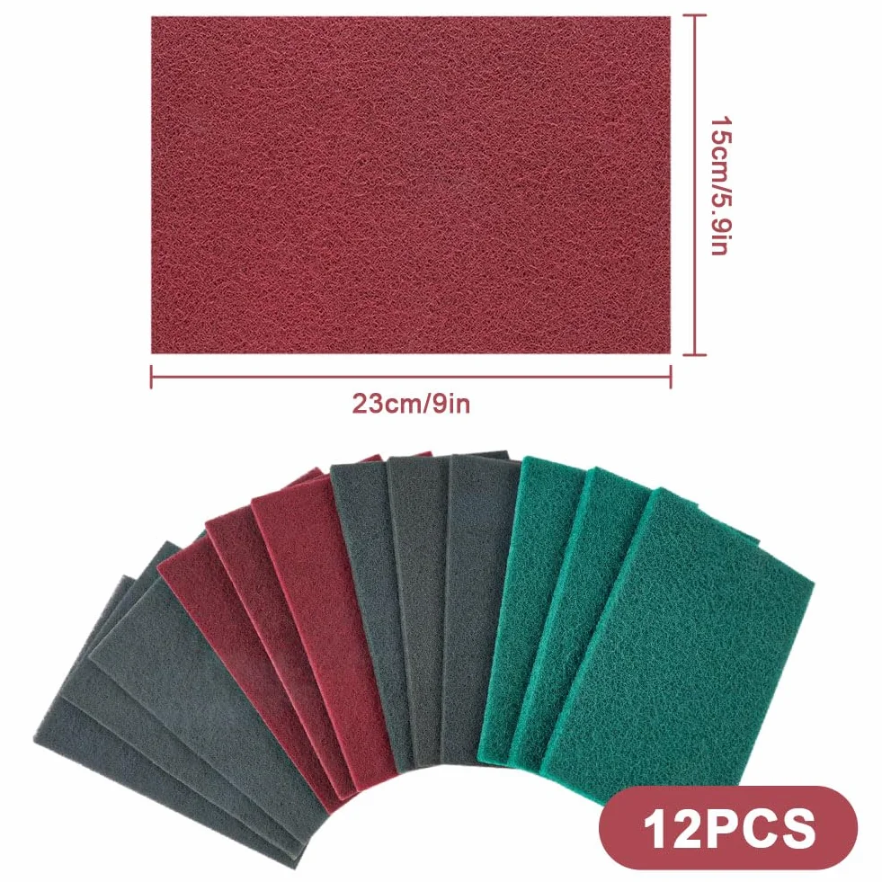 Flintronic 12 Pezzi Spugne Abrasive, Spugnetta Abrasiva Industriale per Metallo Legno Acciaio inox per Cucina o Fai-da-te