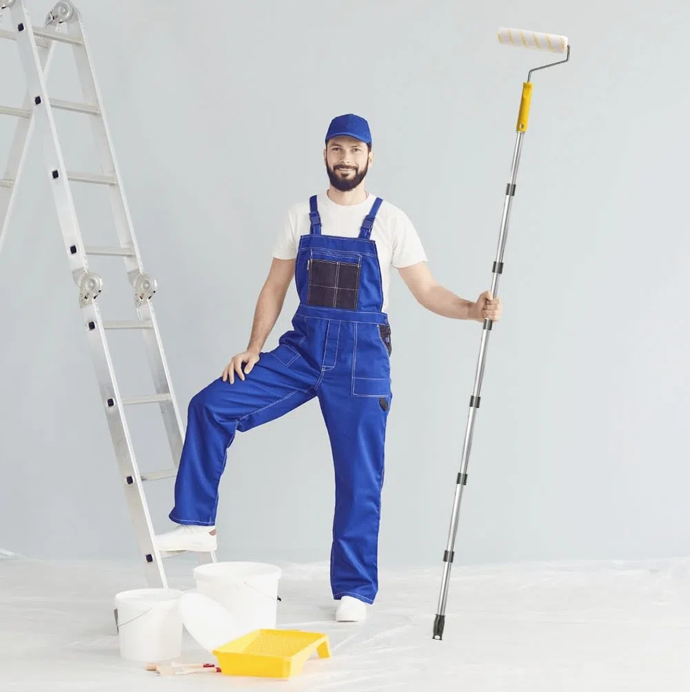 Yuragim Asta telescopica da 3,6 m, asta di prolunga allungabile in 9 pezzi, asta telescopica divisibile, in acciaio inox, per rullo di vernice, rullo per pittura, strumento di pittura, manico