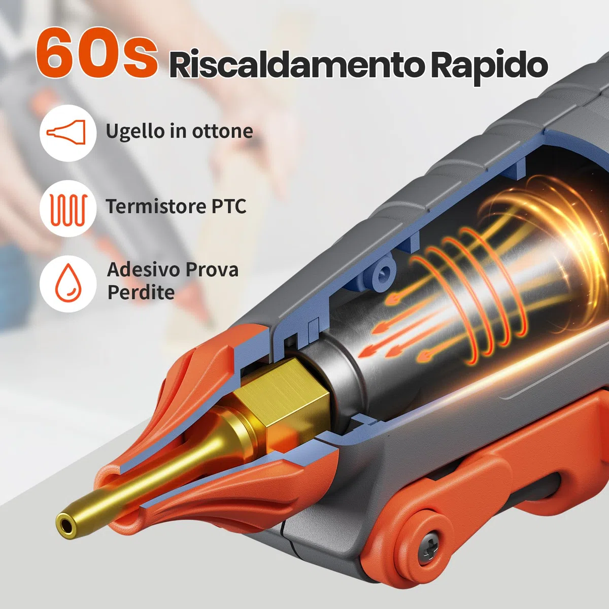 Pistola Colla a Caldo, Pistola caldo colla 200W Professionale, 60s Riscaldamento Rapido, On/Off, con 30pcs 11x150 mm Colla Stick e Borsetta, Adatta per DIY, Uso Domestico, regalo natale, albero natale