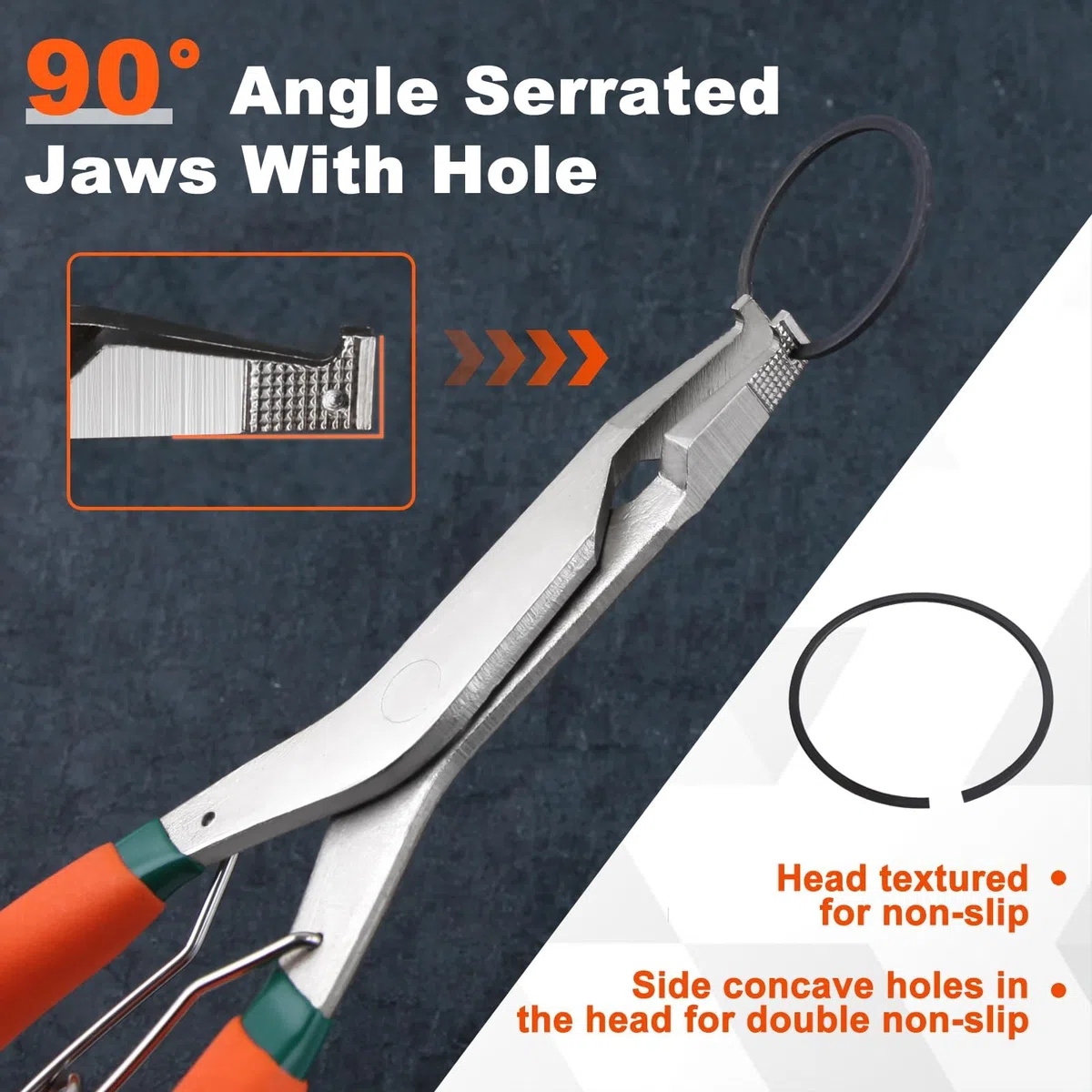 Speedwox Pinze speciali per anelli di bloccaggio elastici, punta angolata, 23 cm, con foro, utensile per rimozione di anelli, clip a C, per rimozione e installazione di anelli di bloccaggio del cambio