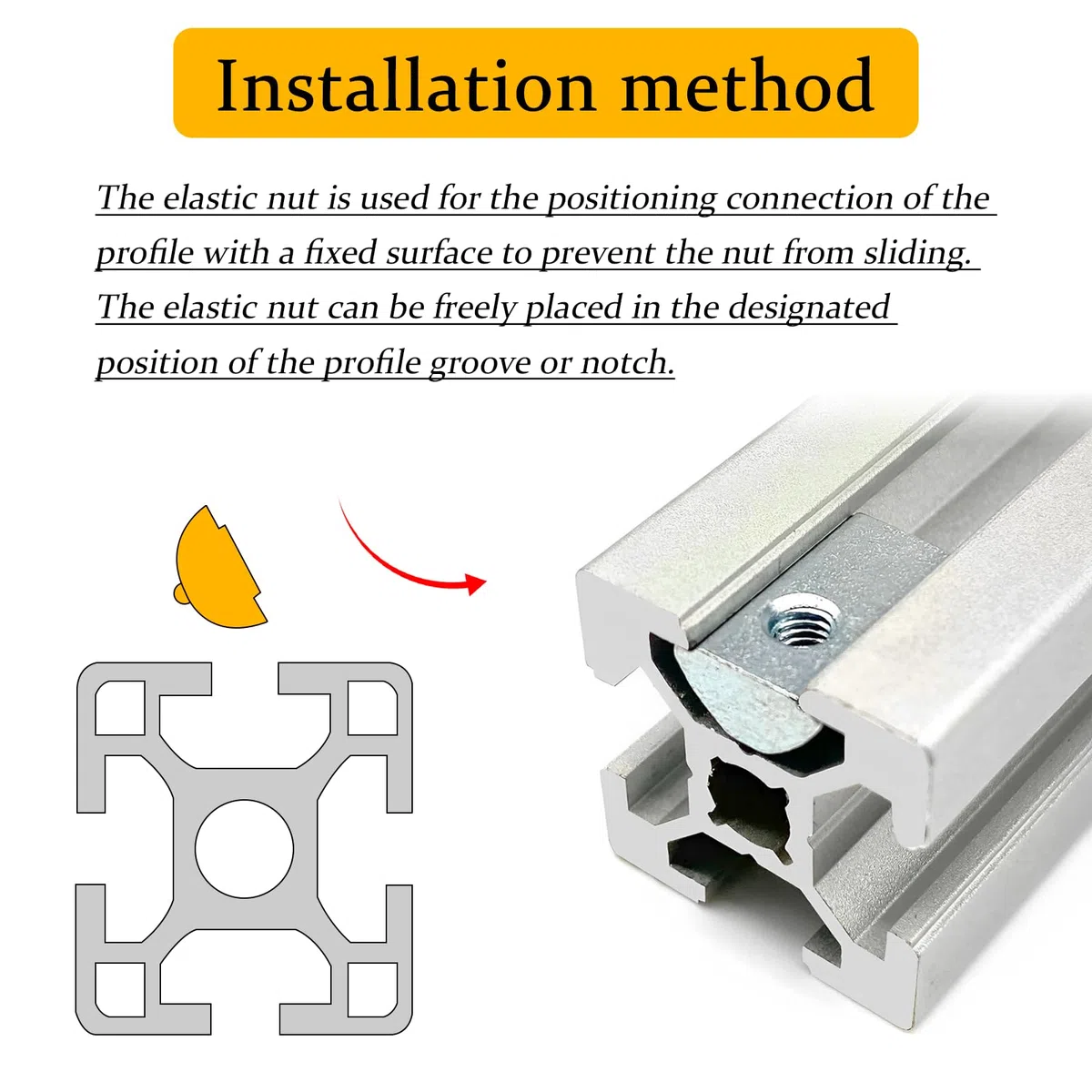 50 Pezzi Dado Scorrevole M8 Dadi Scorrevoli T-Nut con Sfera Dadi Scanalati a T M8 Nut Scanalatura di Estrusione Standard Serie 40 Profili in Alluminio per Morsetto Modulo Solare P