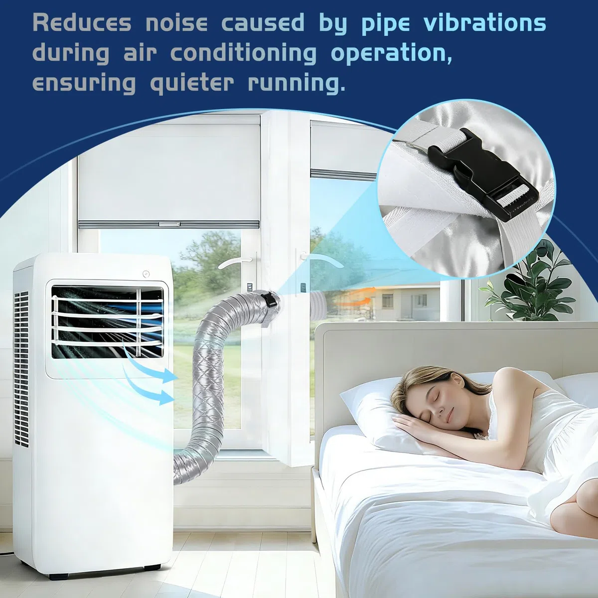 Portatili Guaina Isolante Per Tubo Di Scarico Dell'Aria Condizionata 150*58 Cm Con Protezione Anti-Uv, Copertura Per Tubi AC con Diametro Del Condotto Di 5 - 5,9 Pollici