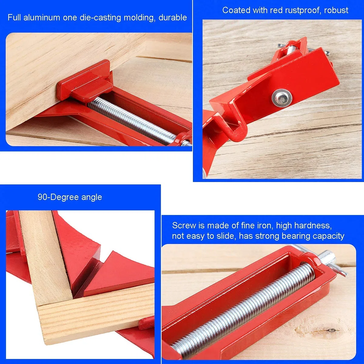 Morsetto Angolare a 90 Gradi per Legno, 4 pezzi ad Angolo Retto Angolo Cornice in Alluminio per Foto Saldatura morsetti angolari da Falegname Regolabile, Lavorazione del Legno DIY Hand Tools