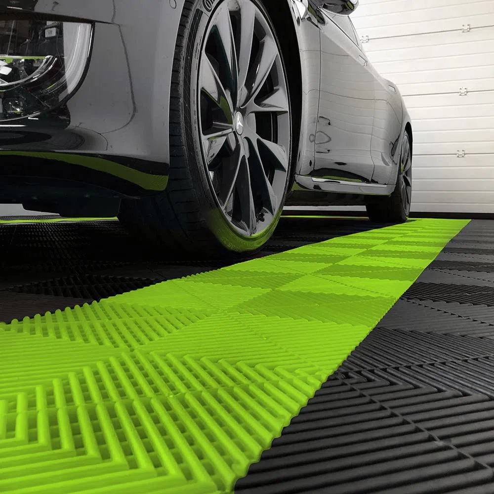 SOGI PAV-03-LM Kit piastrelle in PP per pavimento officina, garage - 40x40 cm - 1 mq - 10 mq - 50 mq - 100 mq - colore lime (1 mq = 6 piastrelle)