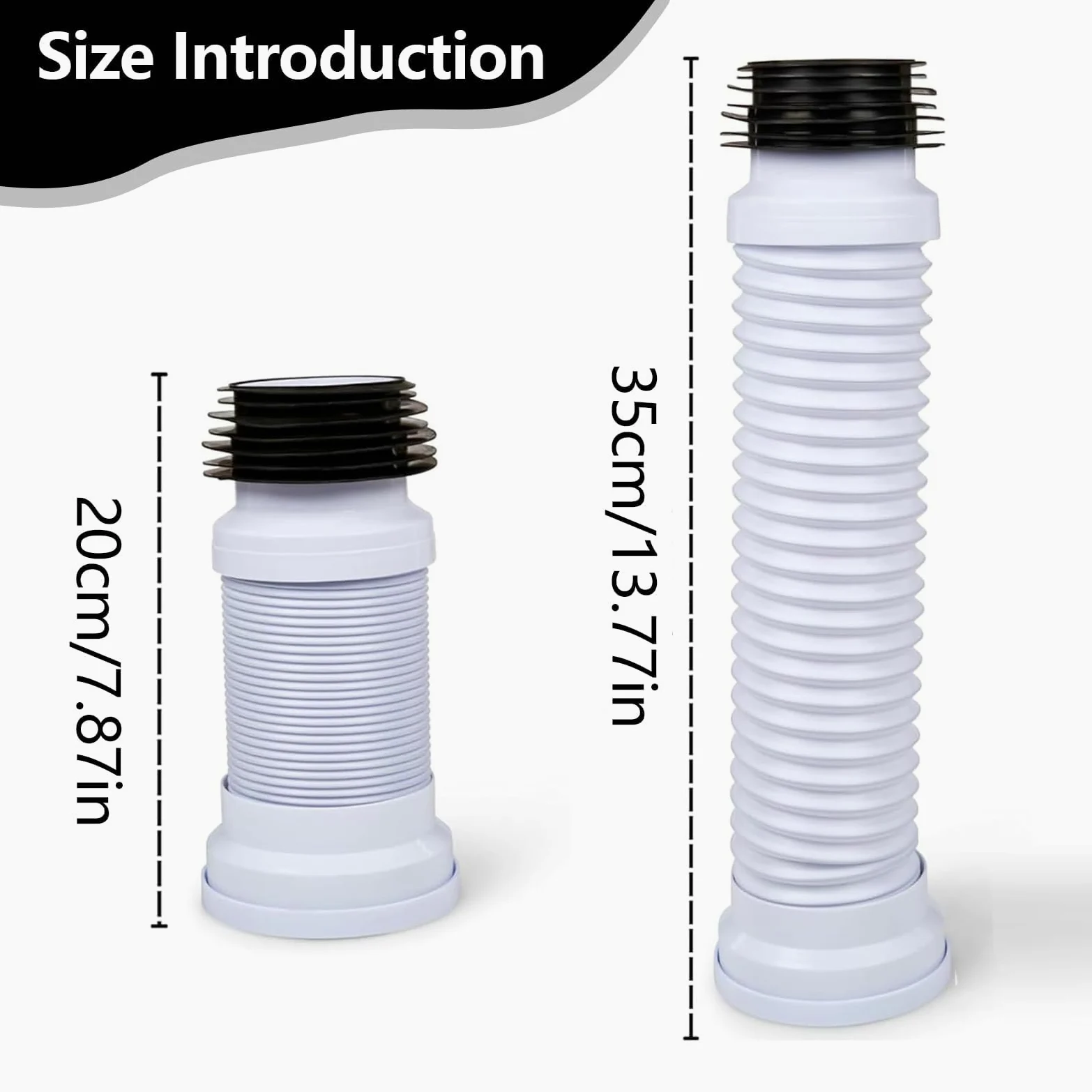 Tubo di collegamento per WC, set di collegamento flessibile, diametro di collegamento 260 mm - 500 mm, bianco, connettore per tubo di scarico WC