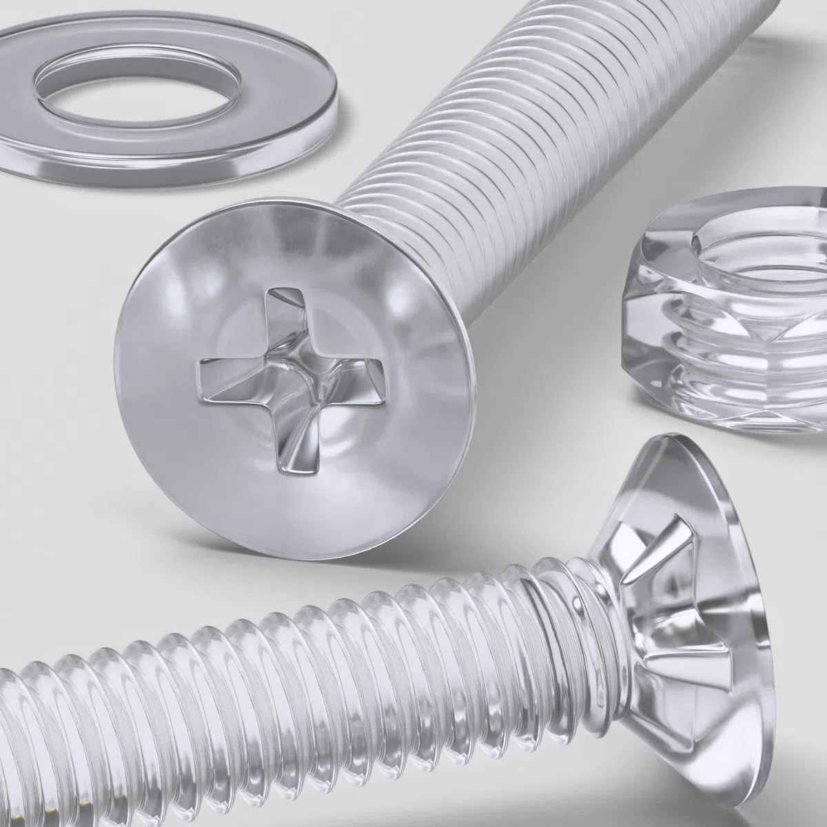 50 x Dadi e bulloni Svasati a Croce, Plastica Acrilica Trasparente, M4 x 30mm - Viti in Plastica Acrilica, Vite a testa svasata