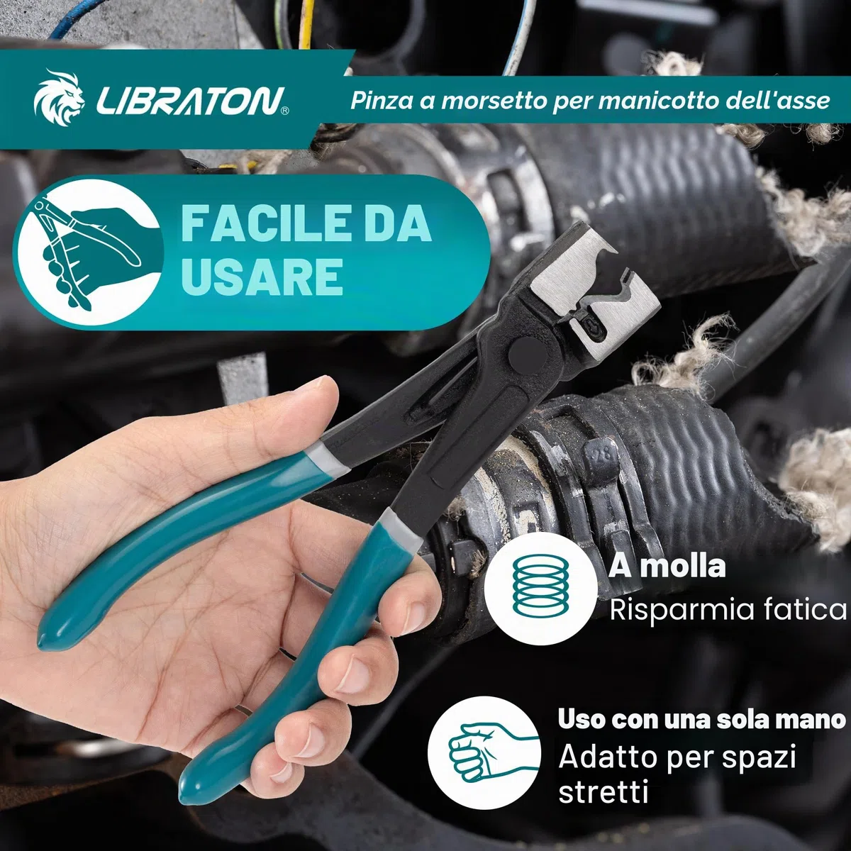 LIBRATON Pinza per Fascette Stringitubo, Pinze Stringitubo Clic e Clic-R, 180mm Pinza Fascette Metalliche Auto con a Molla, Rimozione e Installazione Rapide, per la Manutenzione Dell'Automobile