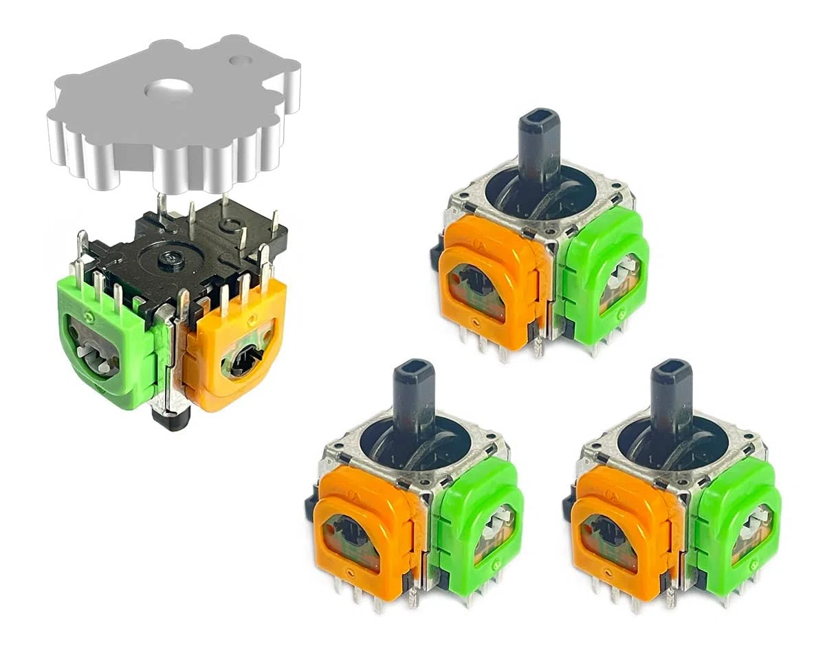 ElecGear 4x TMR Joystick e Piastra Dissaldante di Ricambio per PS4 e Altri Controller, Strumenti di Riparazione per Stick di Controllo Hall TMR e Filo di Saldatura – (TMR-DS4)