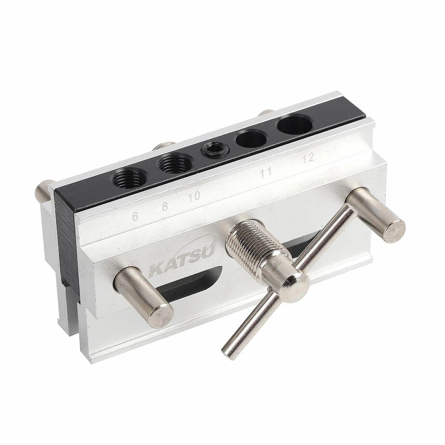 KATSU Kit Maschera di Centraggio Autocentrante, Misure Metriche, Guida per la Perforazione del Foro Strumento di Localizzazione del Posizionatore per la Lavorazione del Legno per Legni Spessi 105408