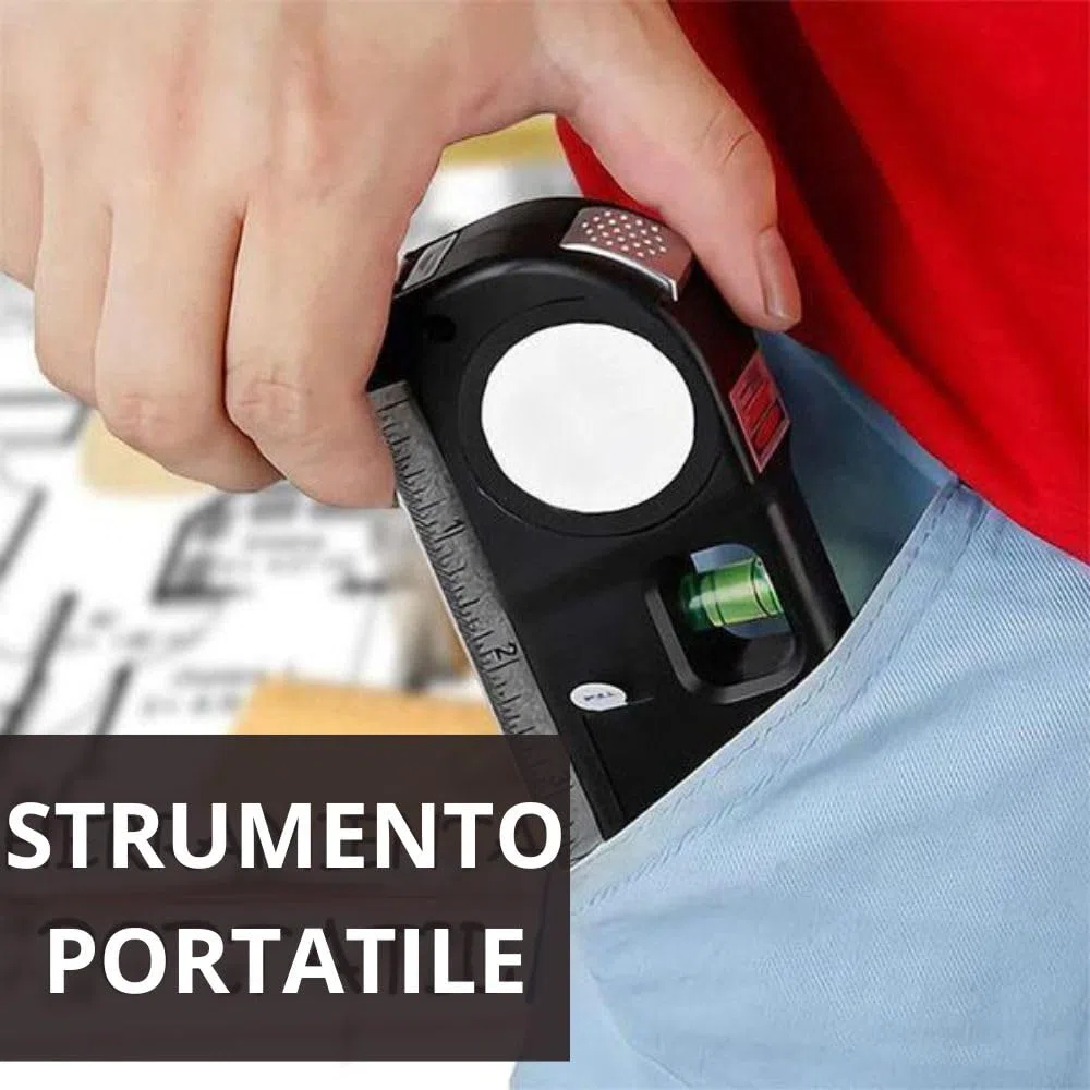 Livella laser 4 in 1 con metro a nastro, multifunzionale, laser livellante multifunzionale, lazer orizzontale verticale e trasversale, livello a bolla con righello, batterie incluse