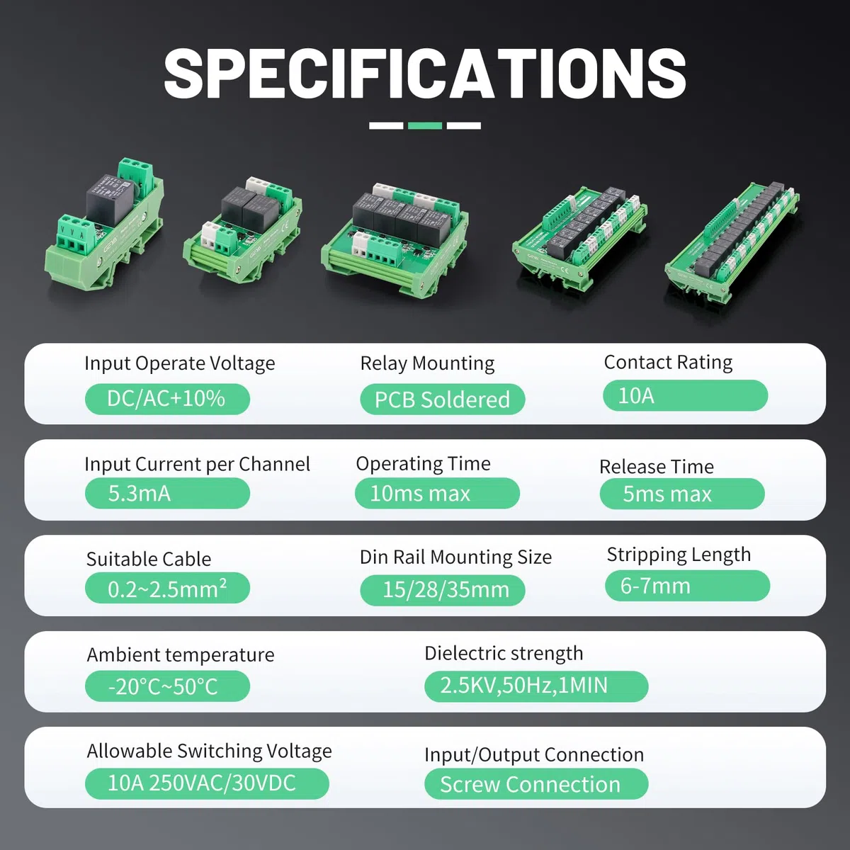 GEYA Modulo relè 4 canali 1SPDT Modulo relè di interfaccia 24VDC/AC (FY-T734-24VACDC)