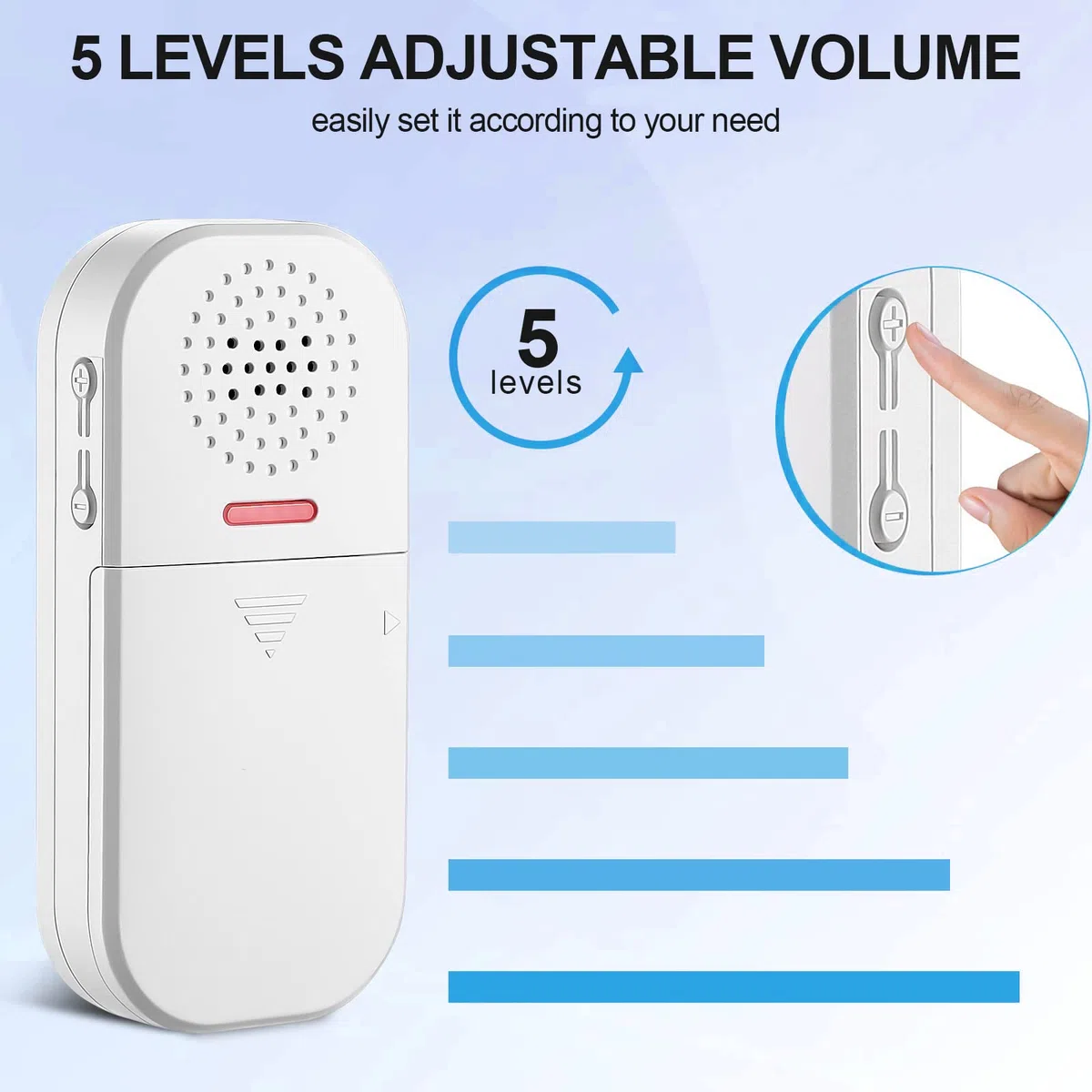 Cuteefun Sensore di allarme per porta, 2 telecomandi, allarme super forte da 130 dB, volume regolabile, 5 modalità di funzionalità, sensore di sicurezza magnetico, allarme antifurto per casa, negozio