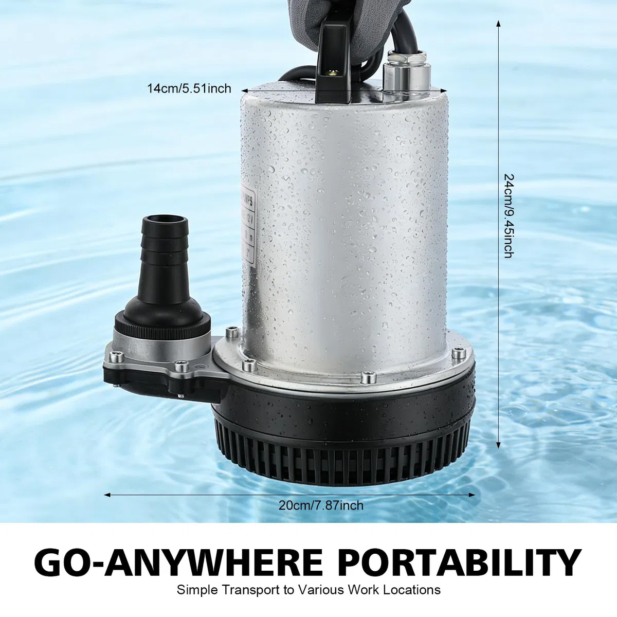 Pompa Sommersa 12V, 160W Pompa Sommersa per Pozzo, Strumenti Per Il Pompaggio, Portata 50L/min, 3 Uscite, Vernice Cromata, Outil de Pompage per Irrigazione di Giardini, Fattorie e Pozzi