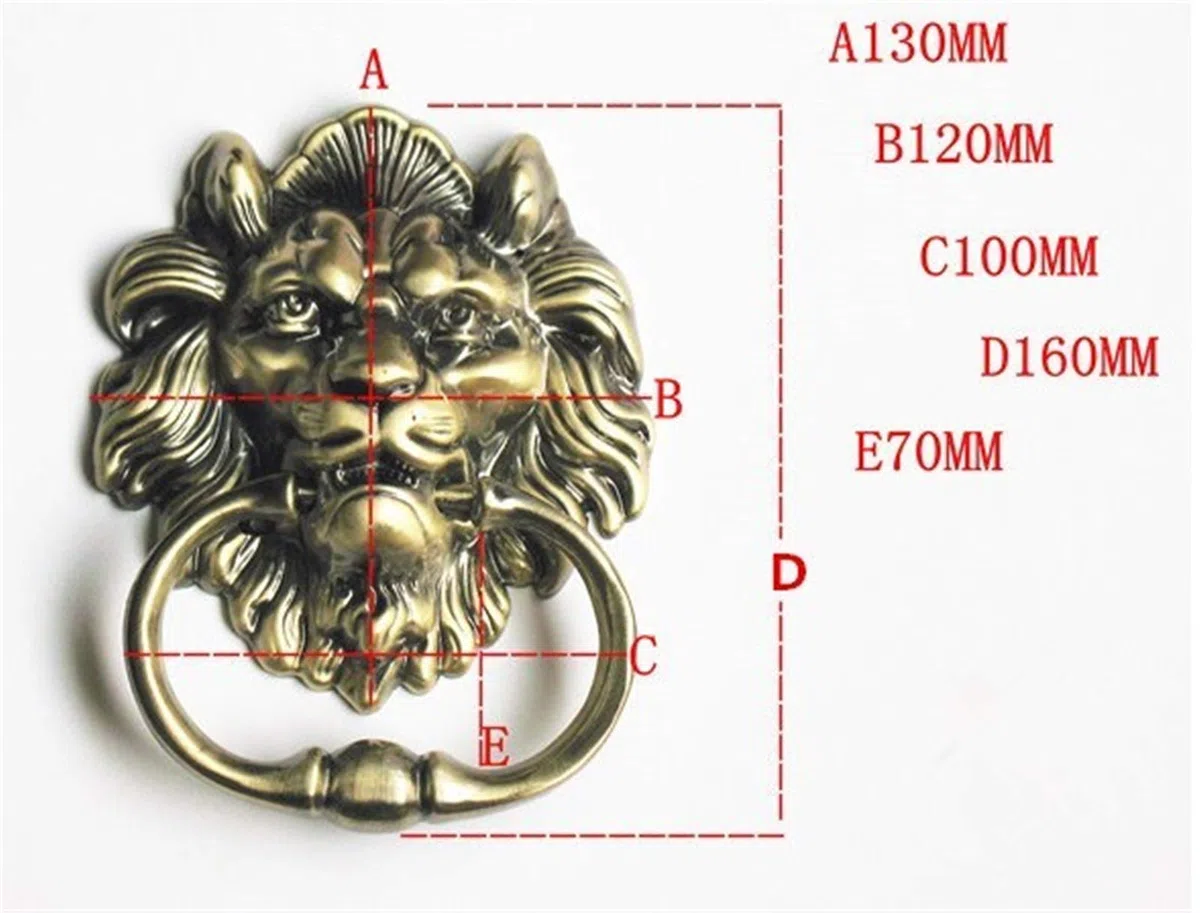 Battente Porta,Portone batacchio 1pcs 12cm Grande Leone Antique Doorknocker Batacchio Lionhead Doorknockers Lions Home Decor Legno Batacchio(4)