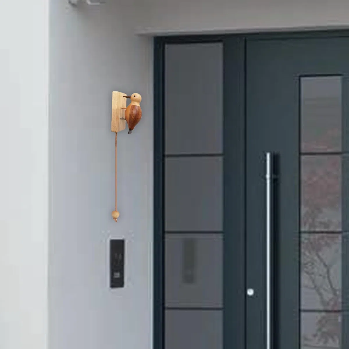 Campanello per porta a forma di picco-legna, battente per porta antica a forma di picco-legno, splendidamente creativo, per camerette dei bambini, torri di gioco, casette, campane, campanelli