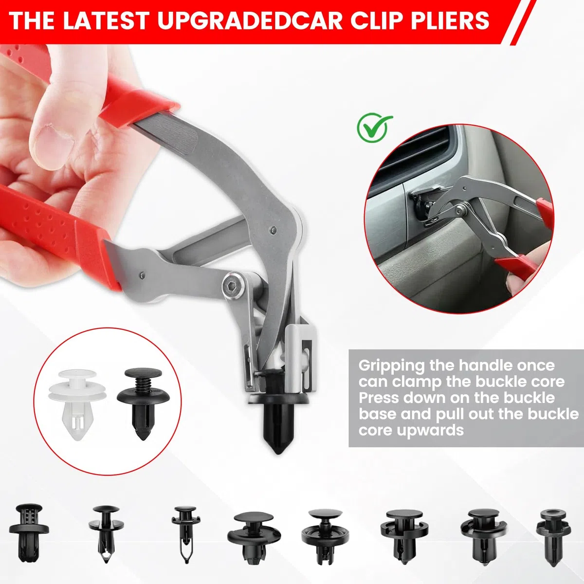 Pinza per Clip Auto Professionale – Strumento per Rimozione Clip, Rivetti e Fissaggi in Plastica, Per Pannelli Porte, Cruscotto e Carrozzeria, Smontaggio Interni ed Esterni Senza Danni