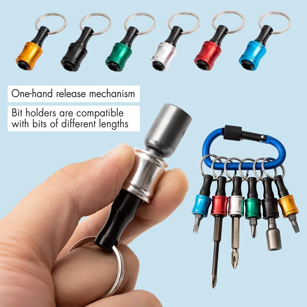 Portabit con rilascio facile e cambio rapido, portabit per cacciavite, 2 set da 6 pezzi, portabit per trapano da 1/4